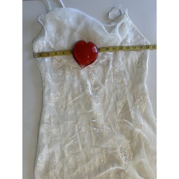 VTG Victoria's Secret Gold Label Satin Lace Slip Dress S Ivory Chiffon Nightgown - Picture 4 of 10